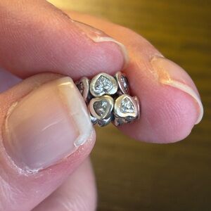 Authentic Pandora Sterling Silver Hearts Clear CZ Spacer Bead Charms